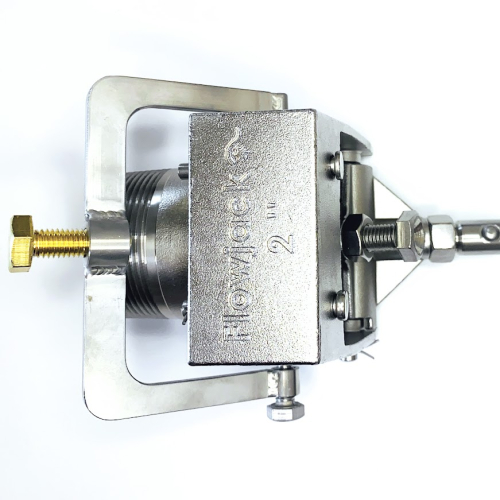 2 inch float valve with manual shutoff device, optn position.